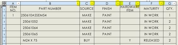 LISTA DE MATERIALES EN SOLIDWORKS